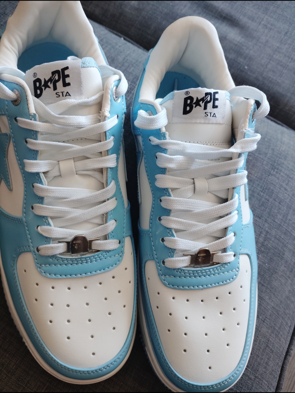 Bape STA White and Light Blue Men’s Athletic Shoes